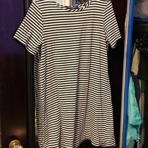 Woman’s One Clothing navy blue striped t-shirt dress